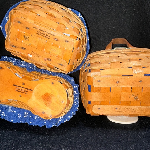 Longaberger Basket Set of 3 | Blue Gingham Liners - Picture 9 of 9